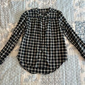 Abercrombie & Fitch Women's Dark Blue & White Shirt 100% Cotton Size XS